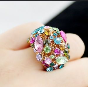 Multi-Colored Stone Encrusted Ring